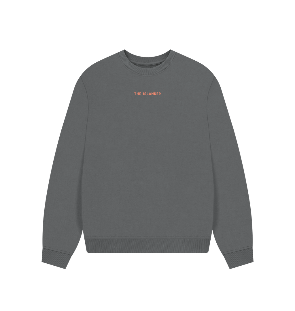Slate Grey Checkerboard The Islander  - Women's Oversized Style Sweatshirt - Print Back and Front