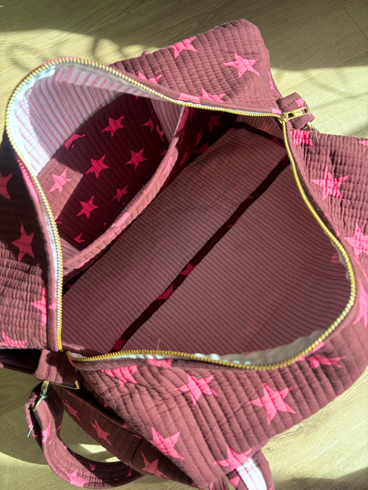 Burgundy & Pink Stars Duffle Travel Bag
