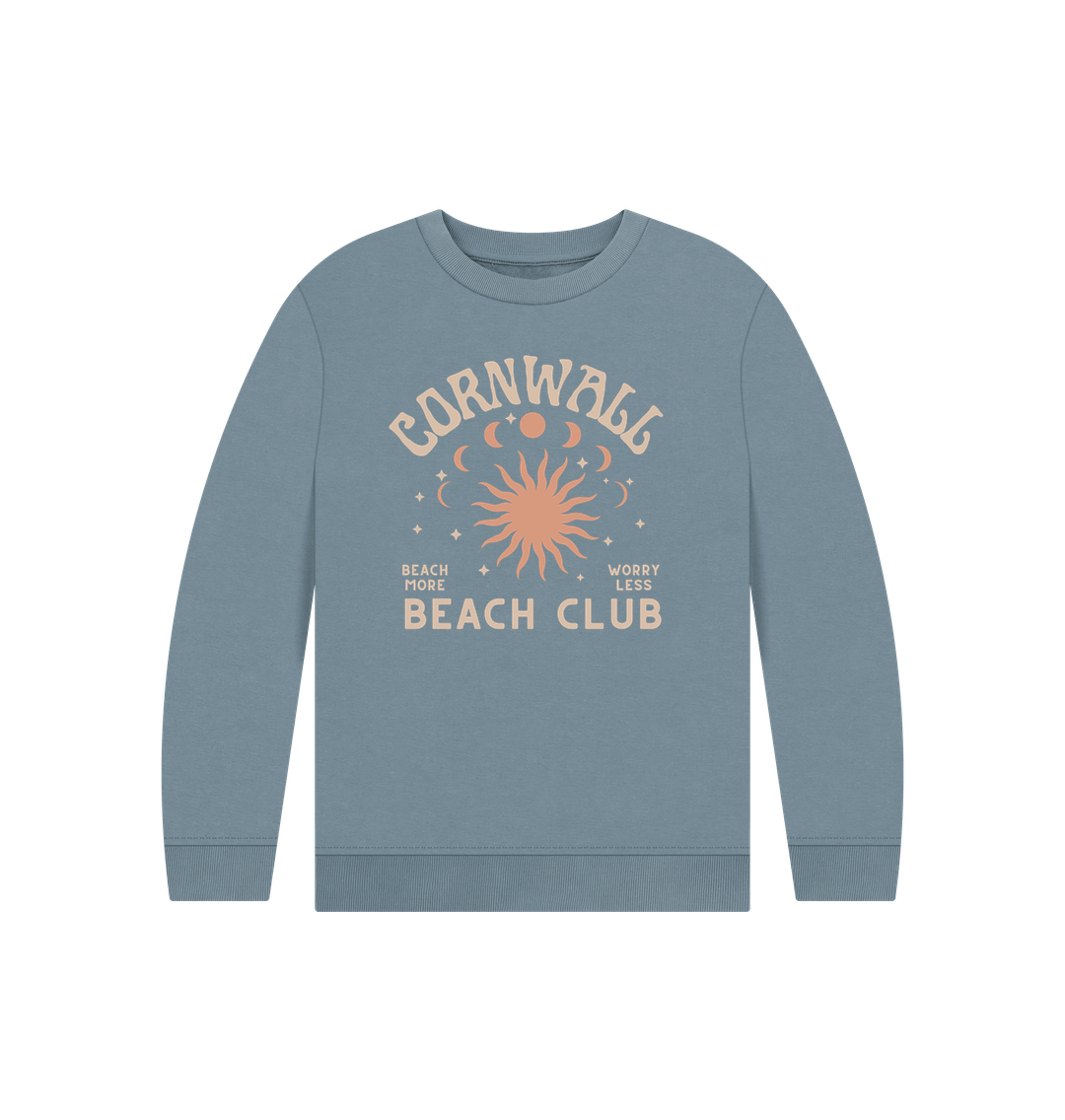 Stone Blue Cornwall Beach Club - Kids Sweatshirt - Organic Cotton