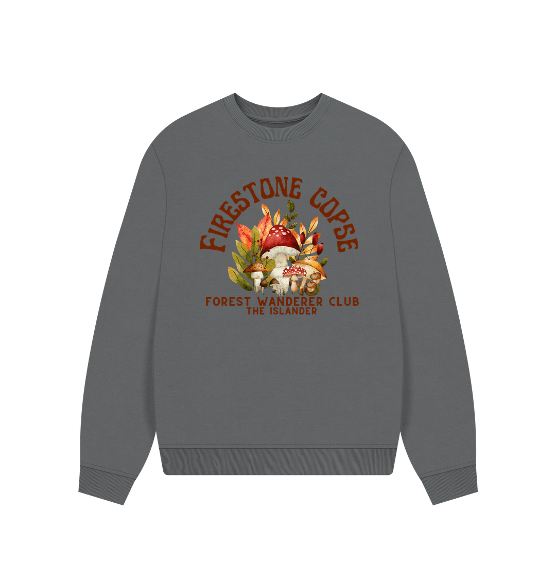 Slate Grey Forest Wanderer Club - Firestone Copse - Women's Oversized\/Boxy Style Sweatshirt