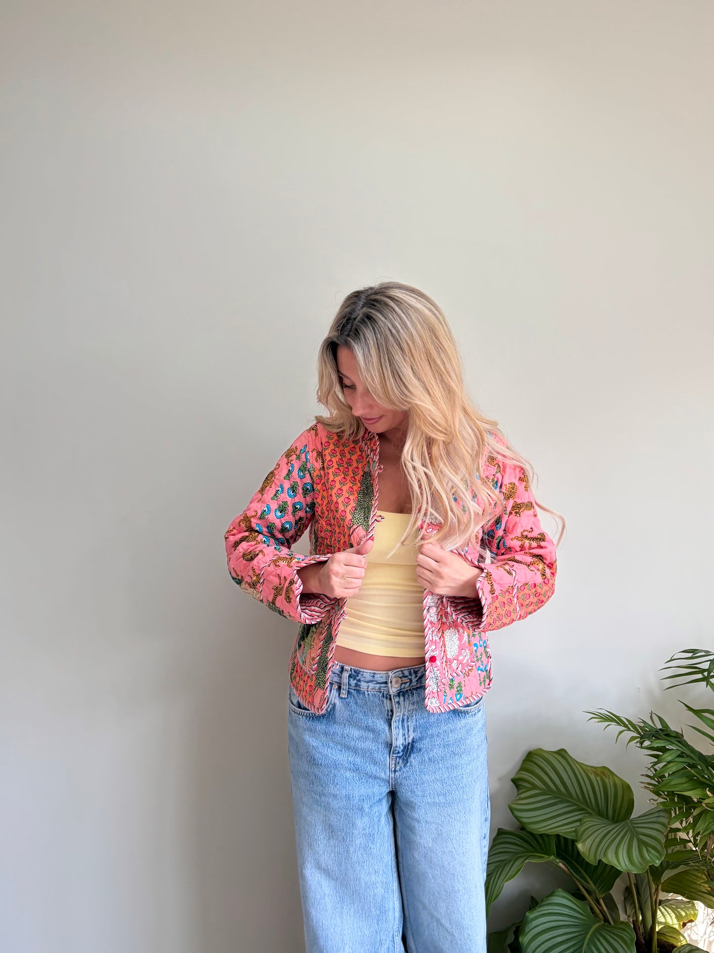 Peach/Pink Patchwork Quilted Jacket