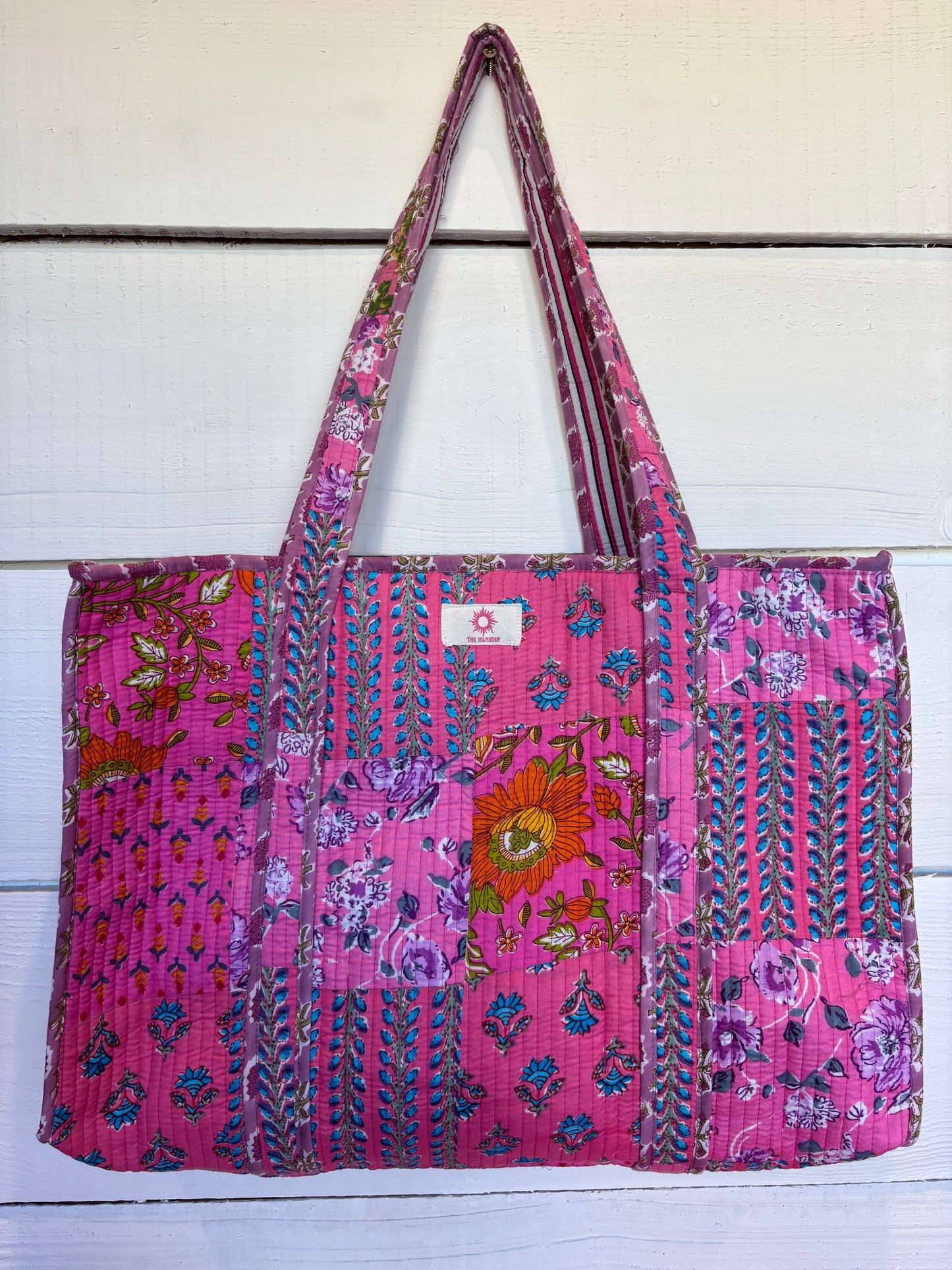 Hot Pink Patchwork Large Zipped Tote