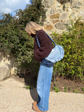 Blue & Brown Polka Frill Side Mini