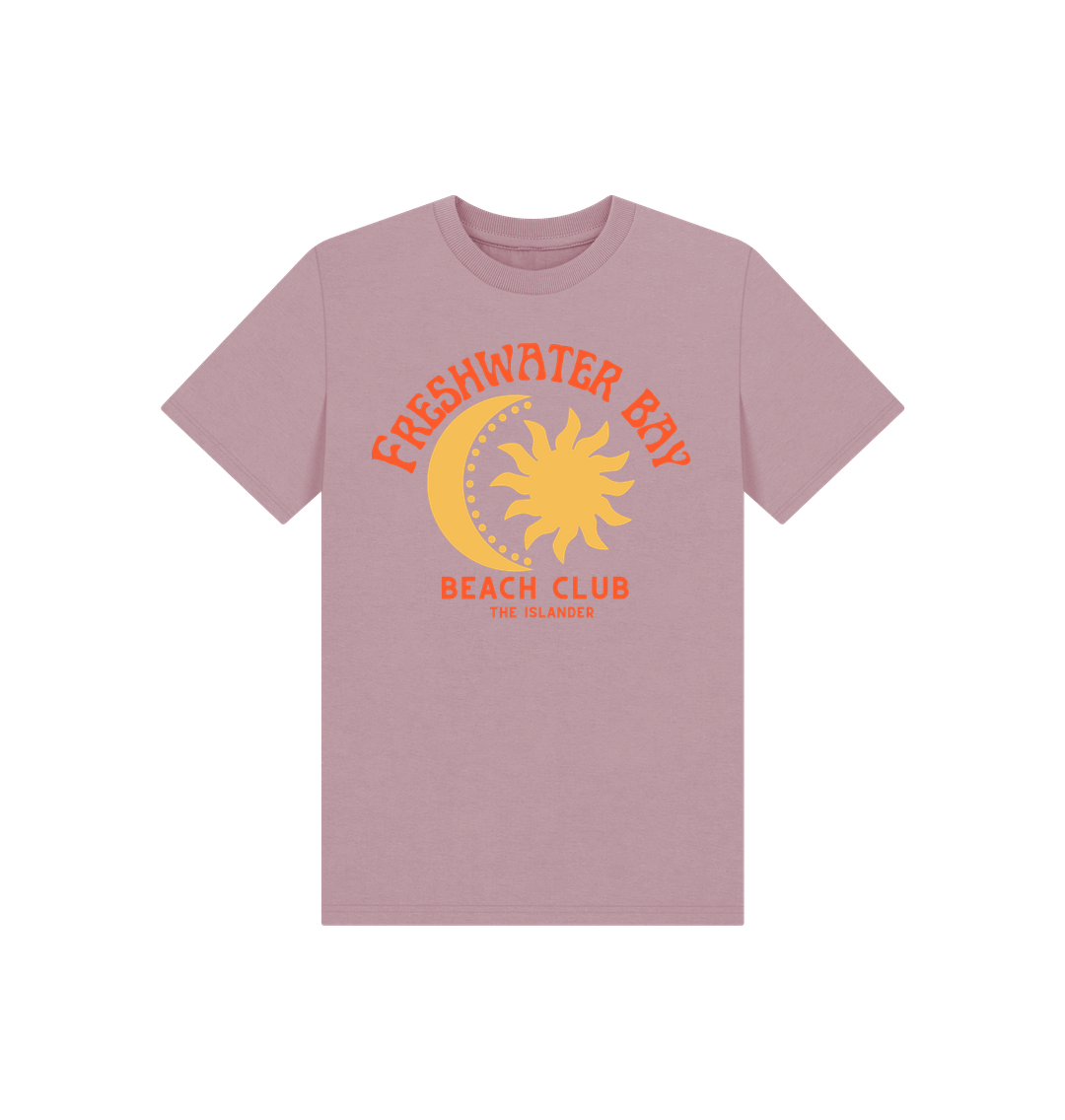 Mauve Freshwater Bay - Yellow Sun & Moon - Kids T Shirt