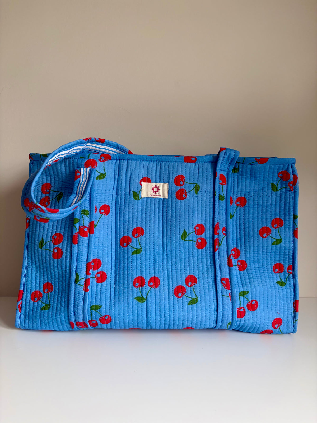 Blue Cherries Large Tote Bag