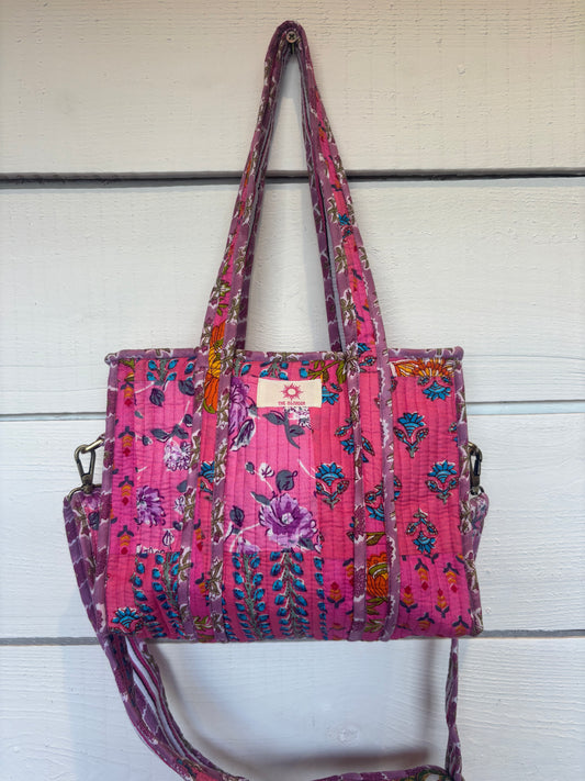Hot Pink Patchwork Mini Tote Bag