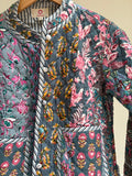 Grey/Blue Patchwork Quilted Jacket