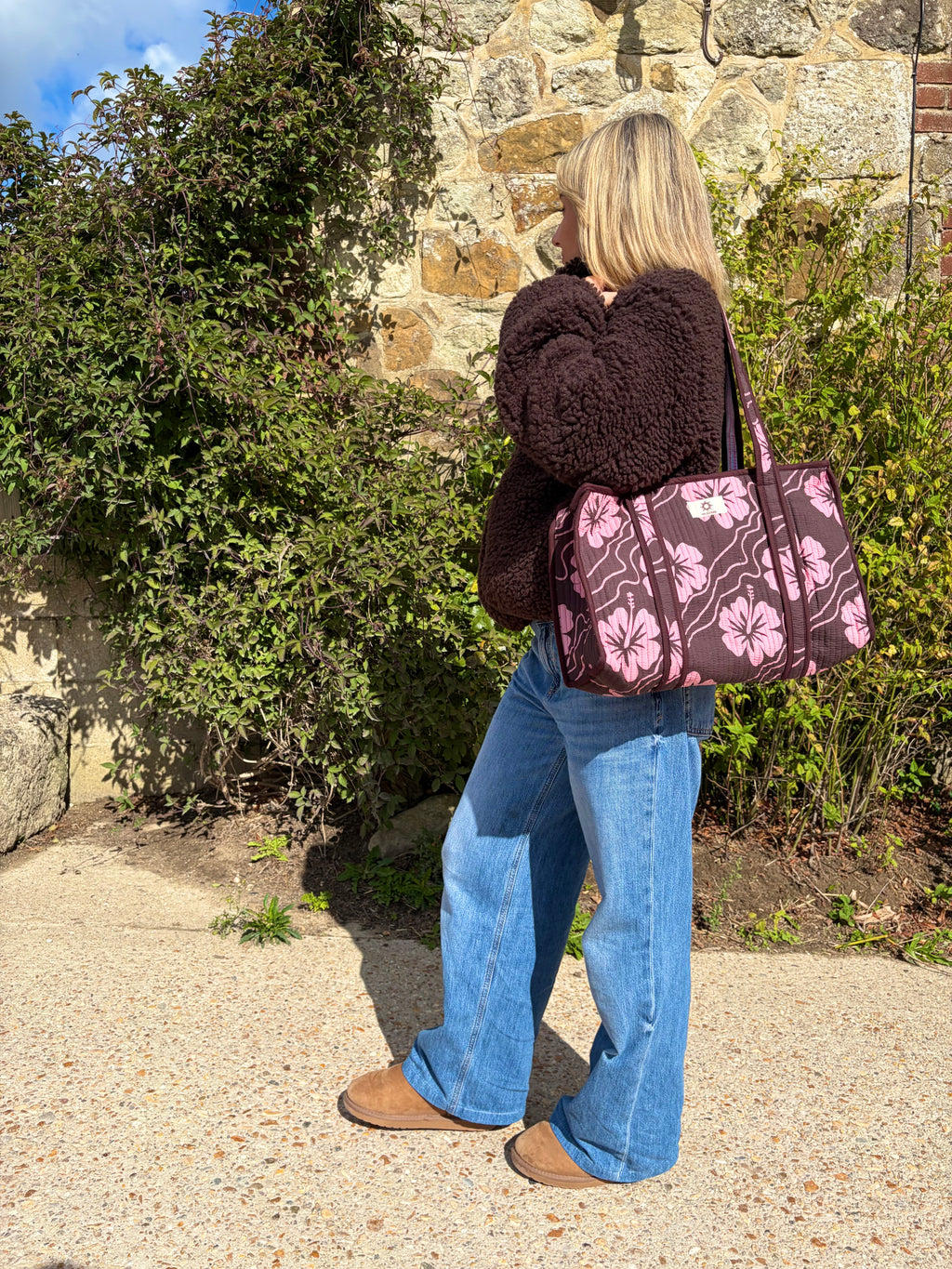 Brown & Pink Hibiscus Compartment Midi