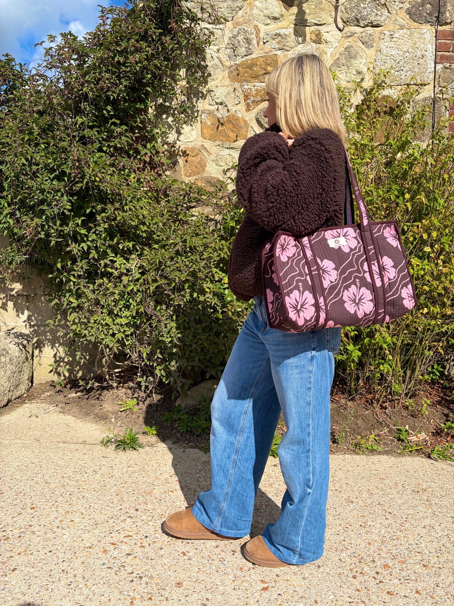 Brown & Pink Hibiscus Compartment Midi