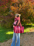 Burgundy & Pink Stripes Compartment Midi