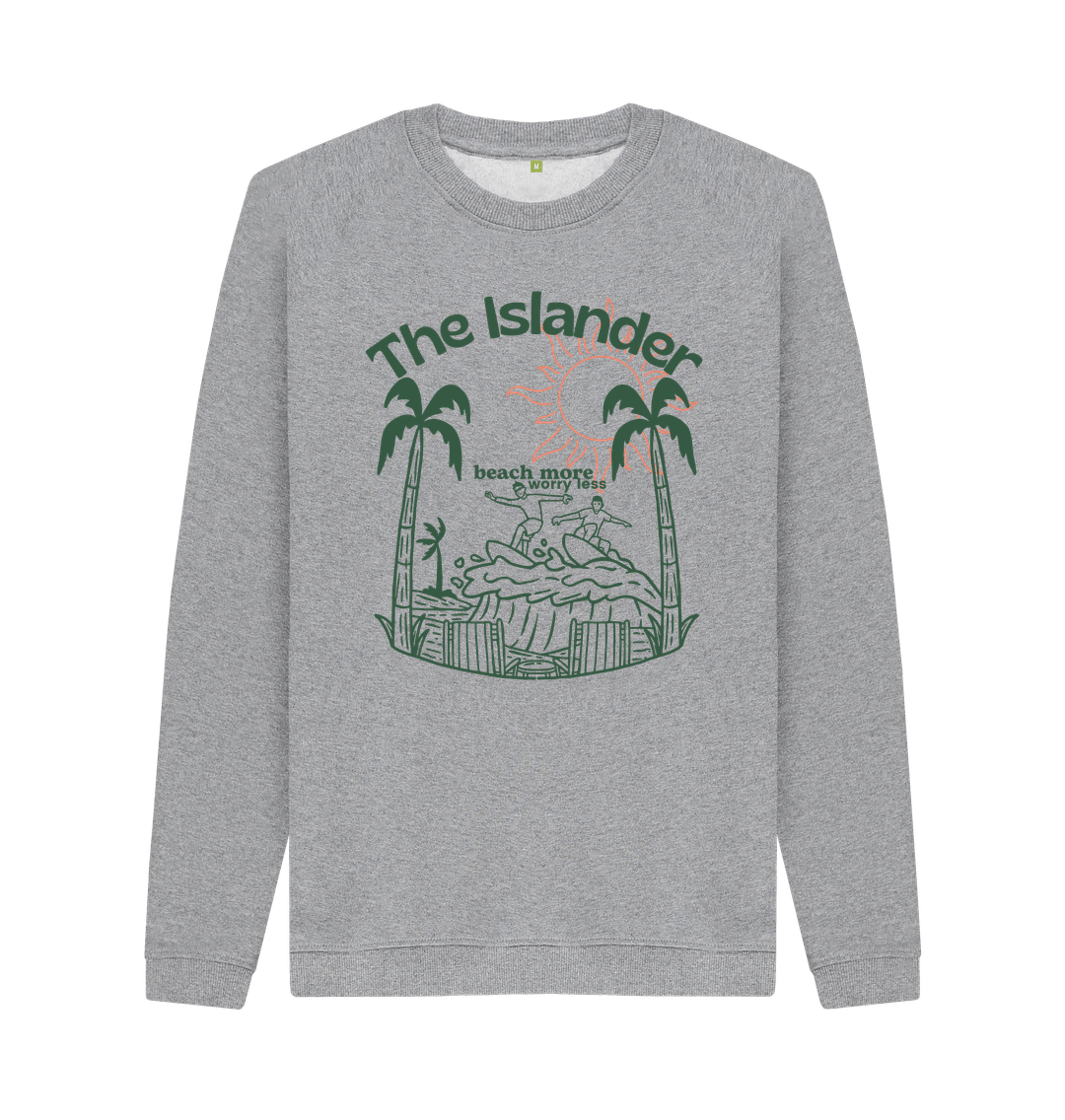 Light Heather The Islander- Beach More Worry Less - Unisex Sweatshirt -100% Organic Cotton