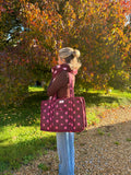 Burgundy & Pink Starts Compartment Organiser Tote