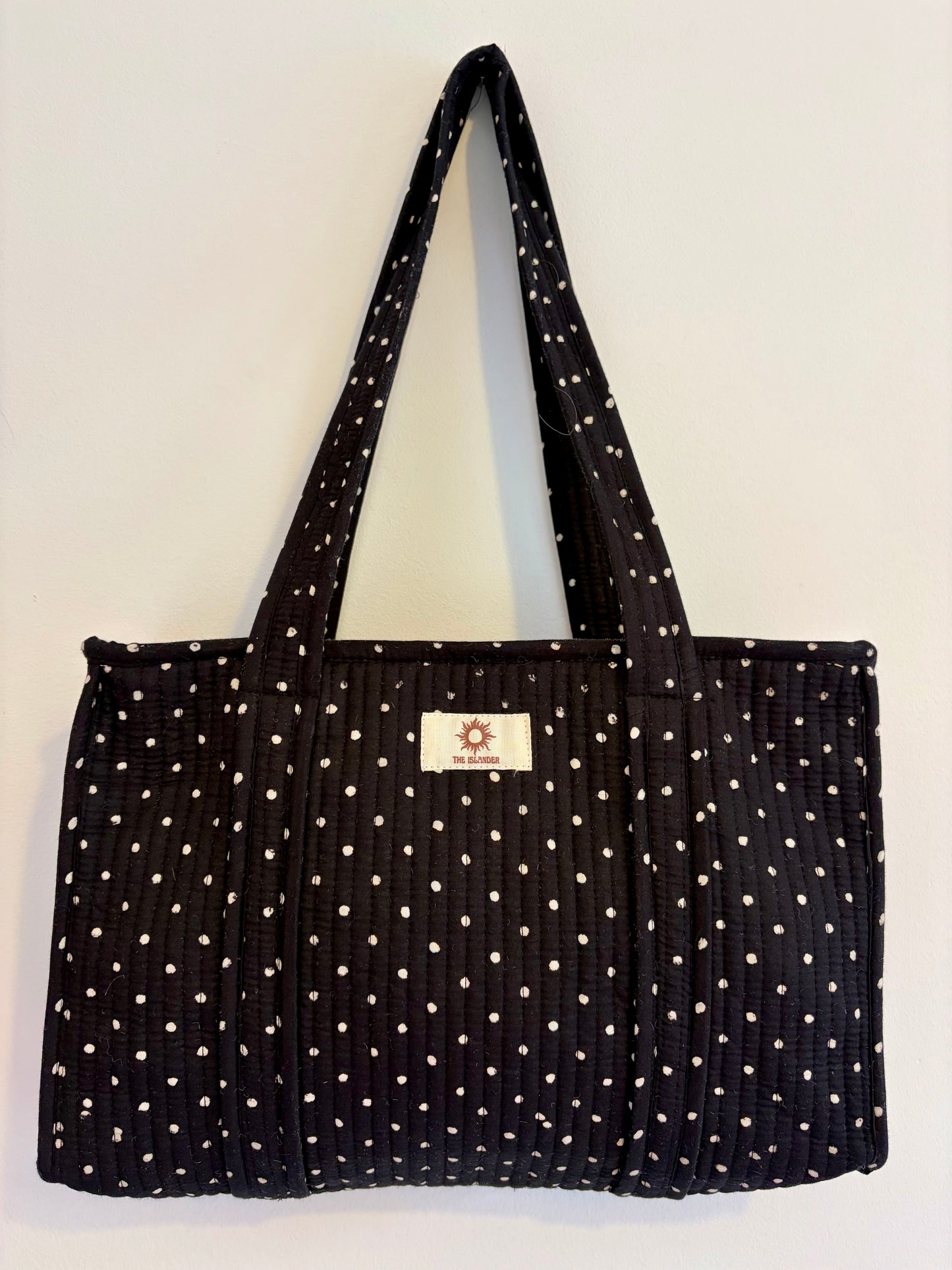 Black Polka Dot Midi Tote Bag