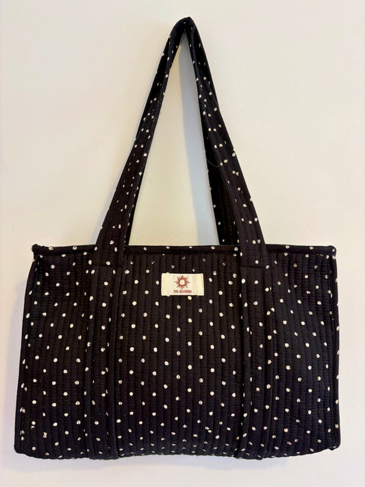 Black Polka Dot Midi Tote Bag