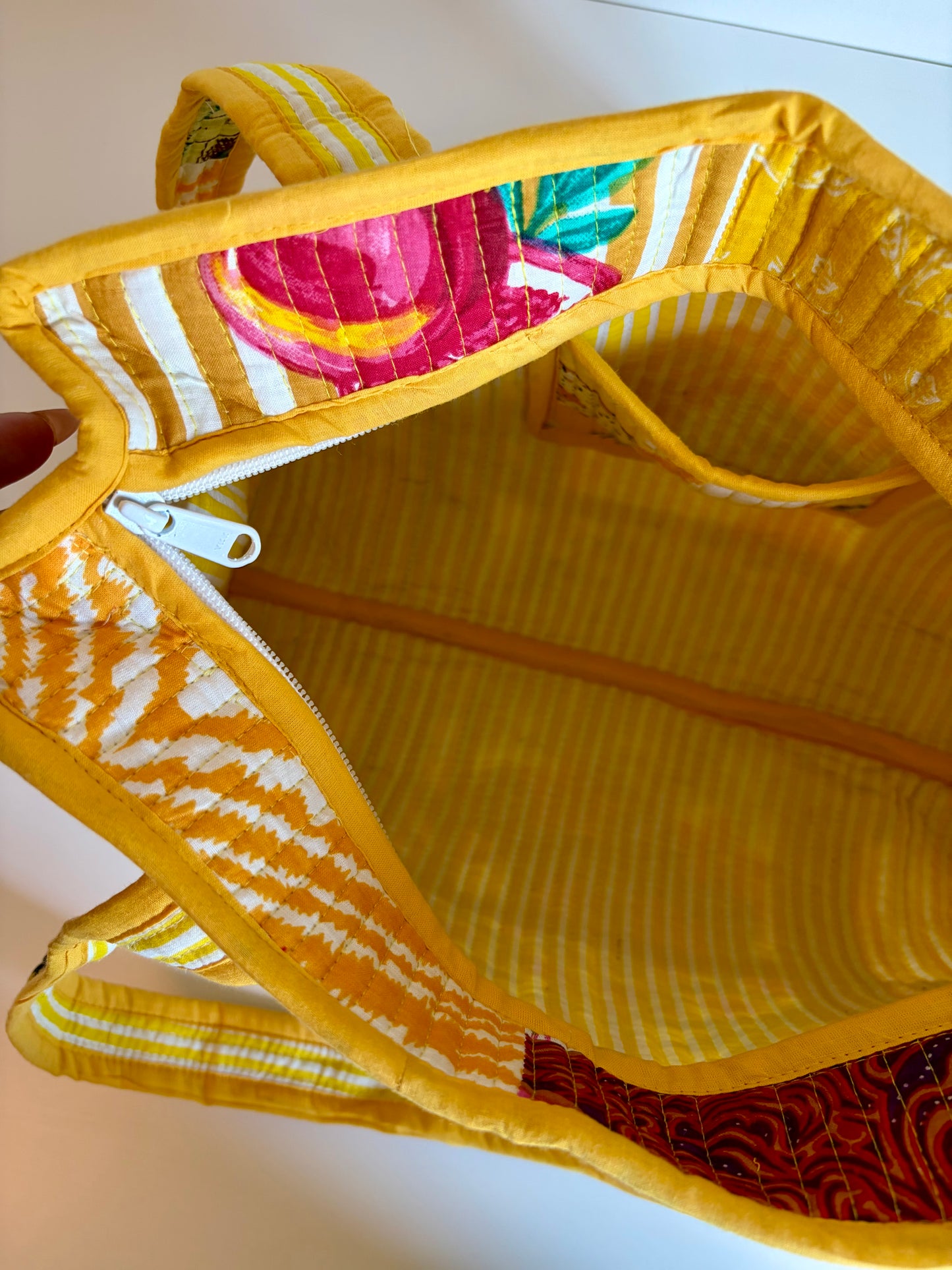 Yellow Patchwork Midi Tote Bag