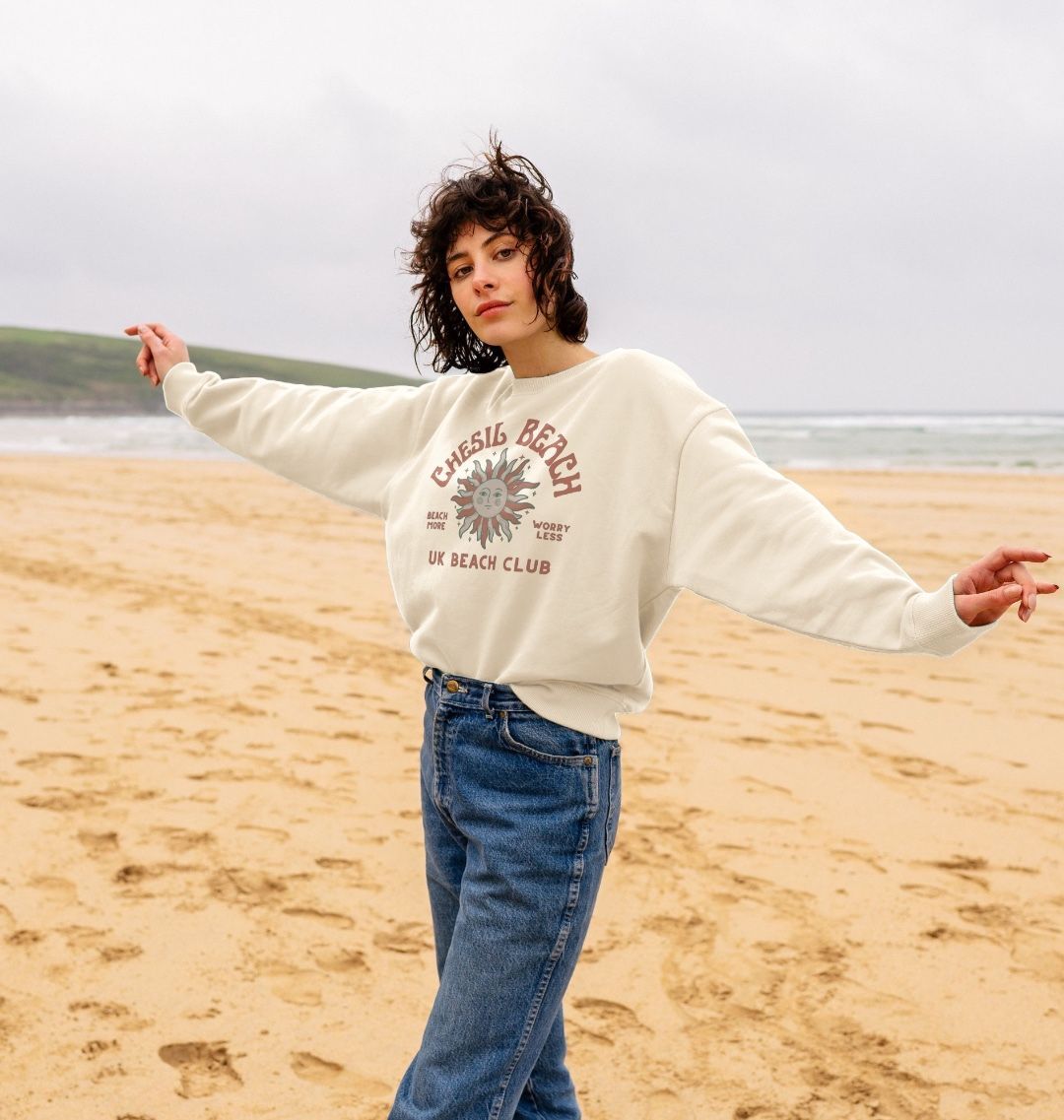 Chesil Beach - UK Beach club  - Women's Oversized style sweatshirt - Dorset Beach