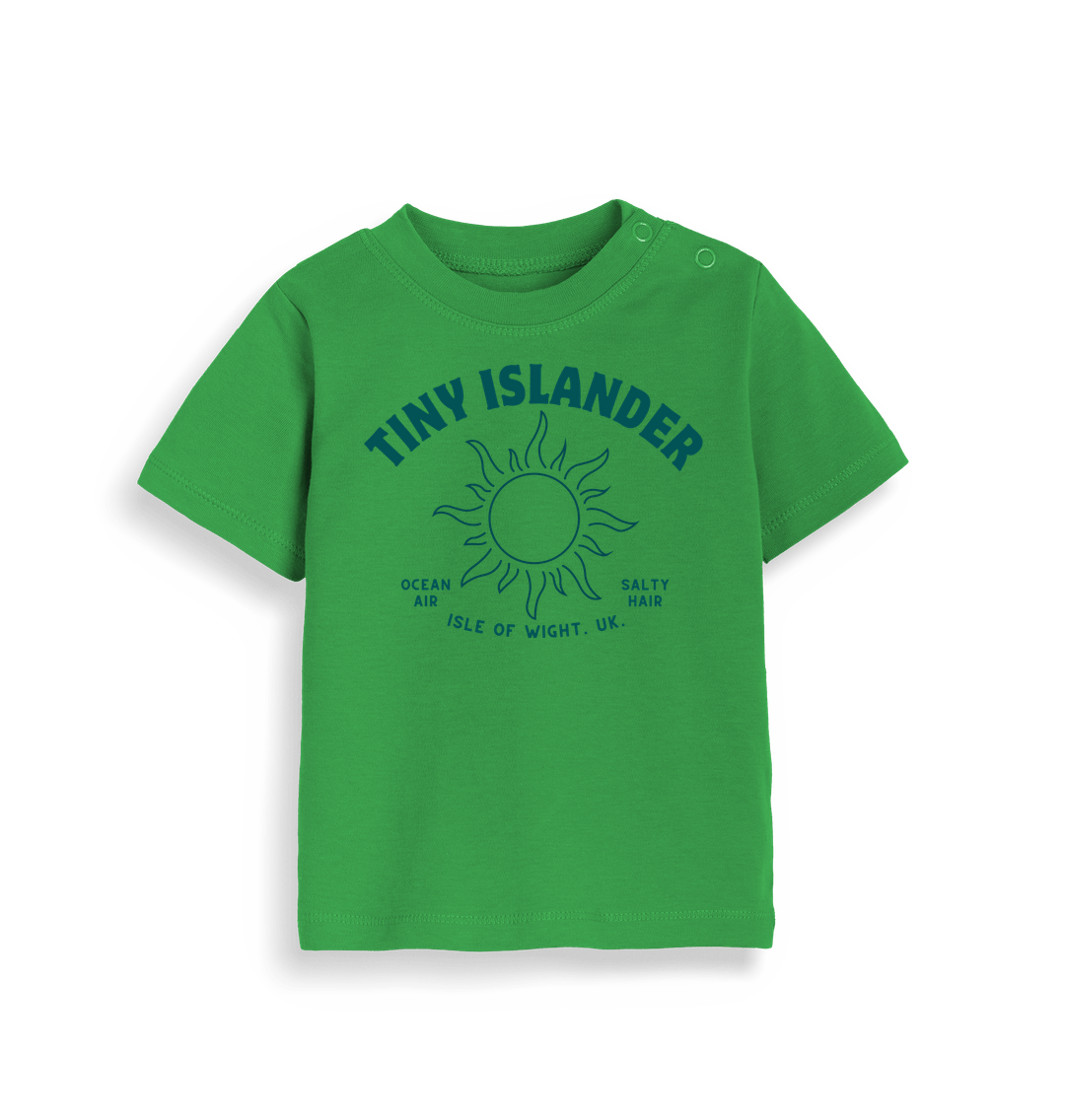 Organic Kelly Green Tiny Islander Blue - Organic Cotton Baby T Shirt