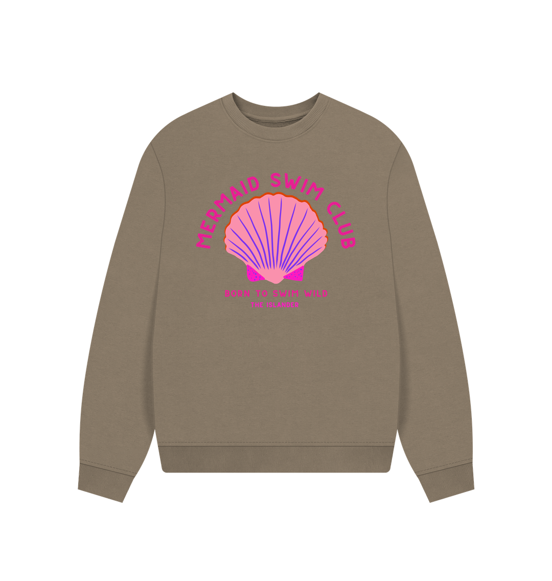 Willow Mermaid Swim Club - Pink Wild Swim Club - Women's Oversized Style Sweatshirt