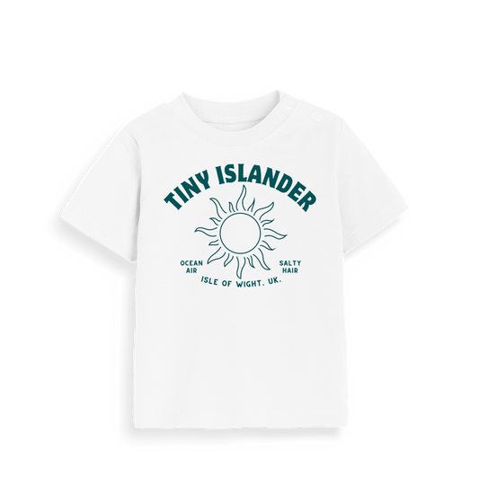 Organic White Tiny Islander Blue - Organic Cotton Baby T Shirt