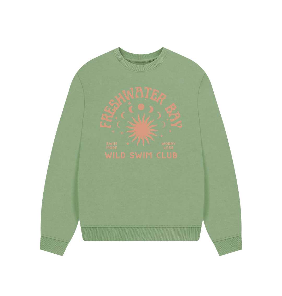 Sage Freshwater Bay - Wild Swim Club - Women's Oversized Style Sweatshirt - Wild Swimming