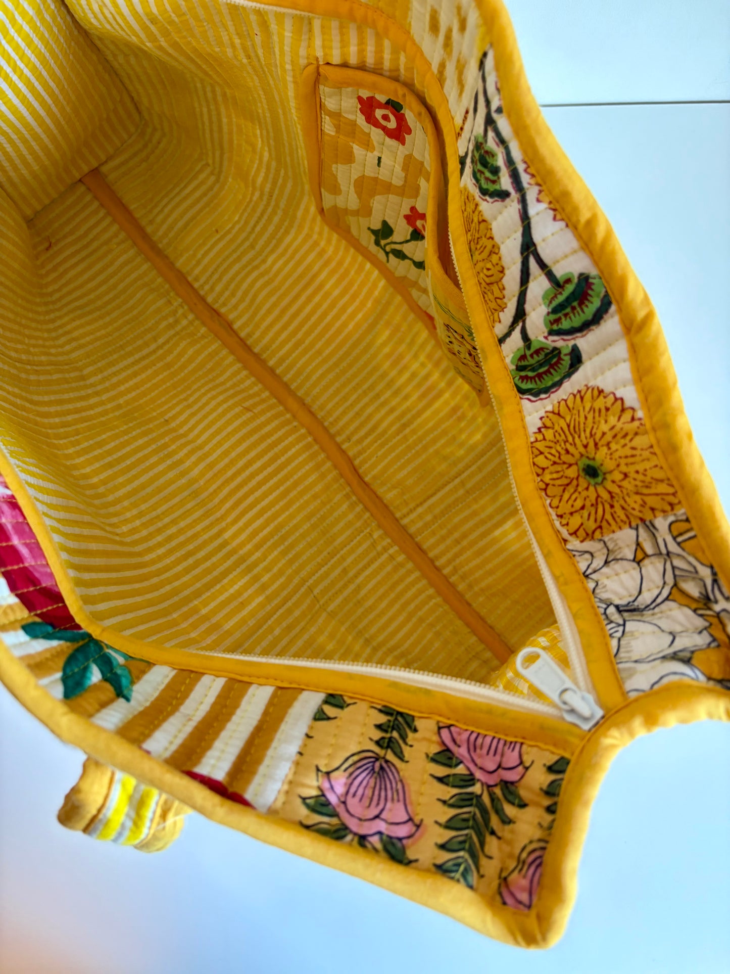Yellow Patchwork Large Tote Bag