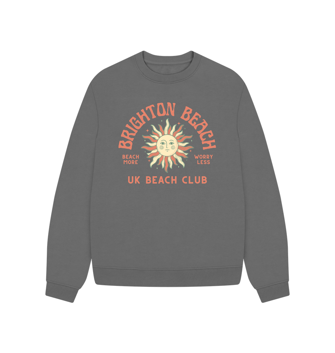 Slate Grey Brighton Beach - UK Beach club - Women's oversized style sweatshirt - Beach More\/Worry Less