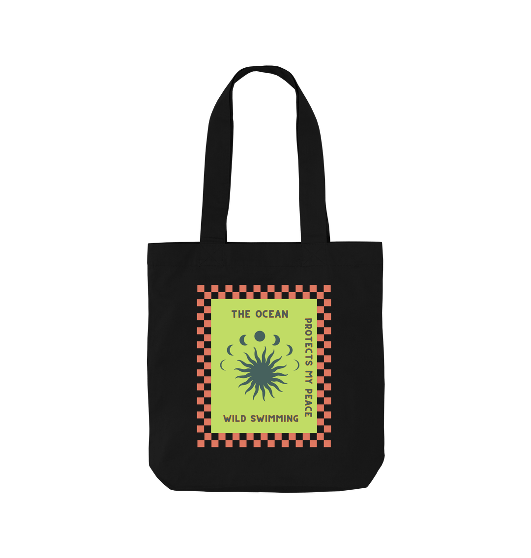 Black Wild Swimming Protects My Peace - Tote Bag - Wild Ocean Swimming