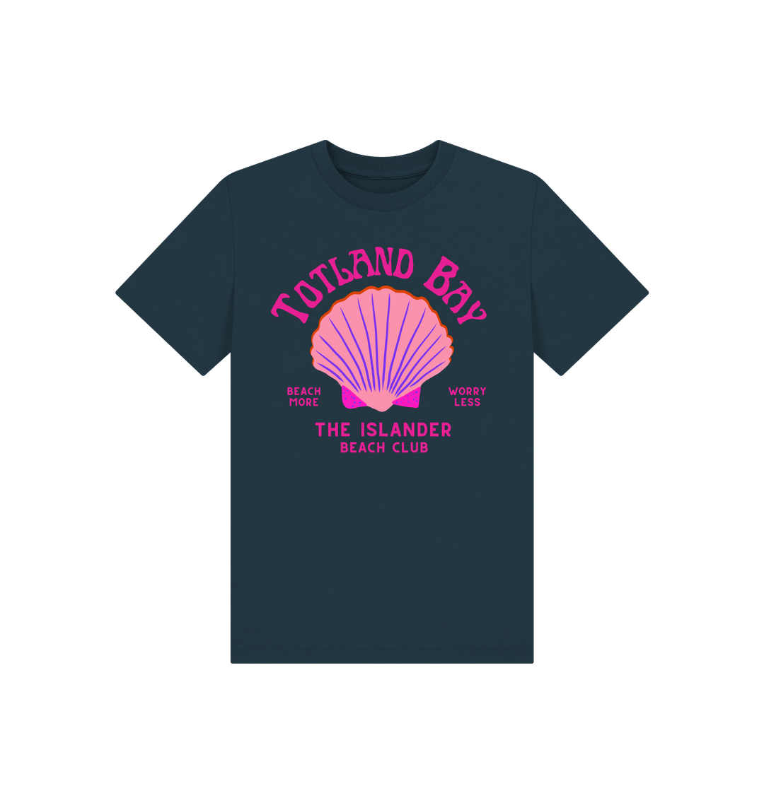 Denim Blue Totland Bay - Pink Beach Club - Kids T Shirt