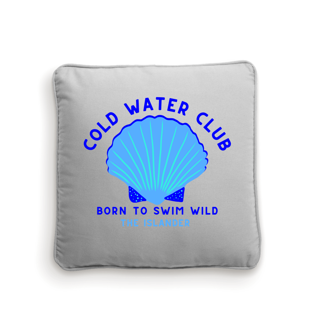 Natural/Light Grey Cold Water Club -  Fairtrade Cotton Canvas Cushion Cover - 40x40cm