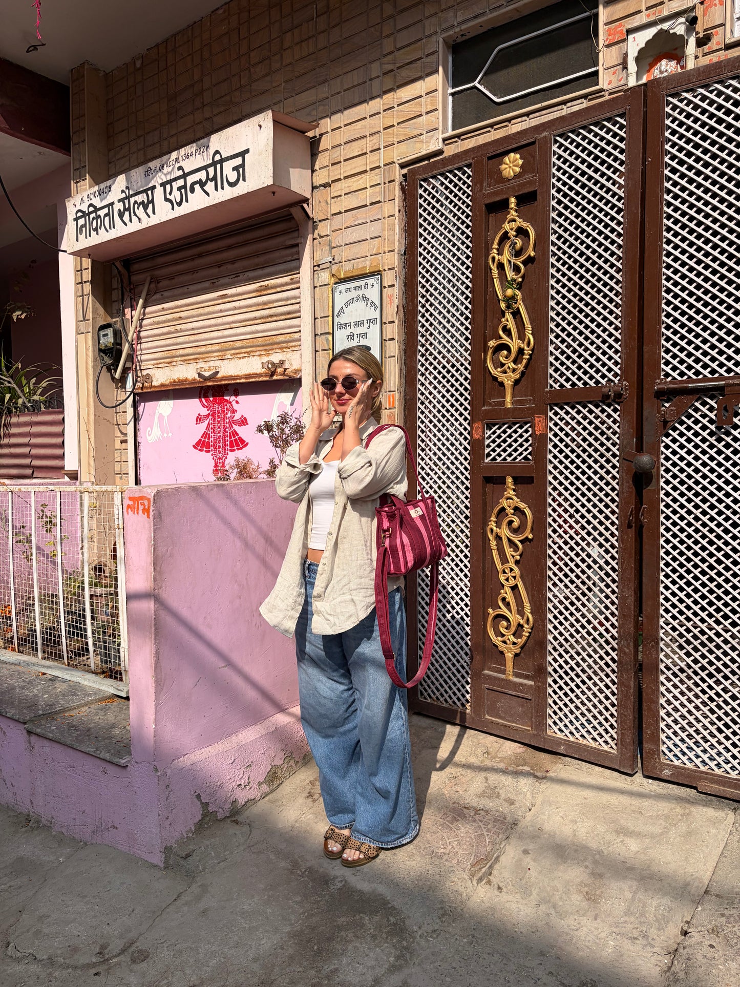 Burgundy & Pink Mini Tote Bag