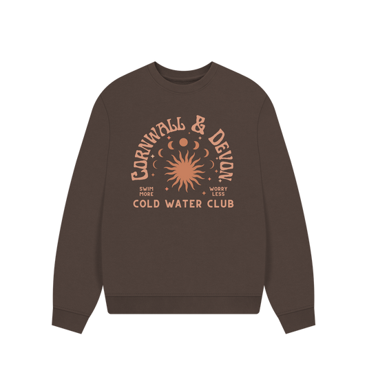 Chocolate Cornwall & Devon - Cold Water Club - Cold Water\/Wild Swimming Women's Oversized Style Sweatshirt