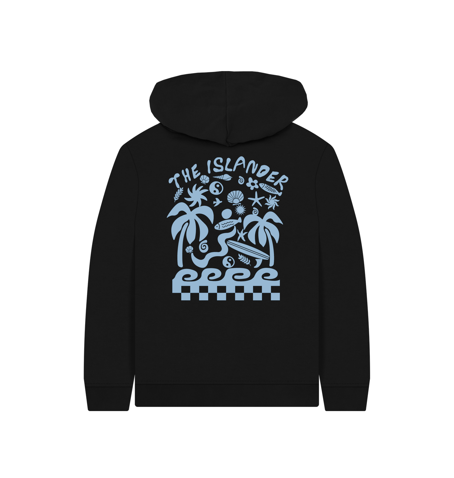 Black Printed Kids Hoodie Back