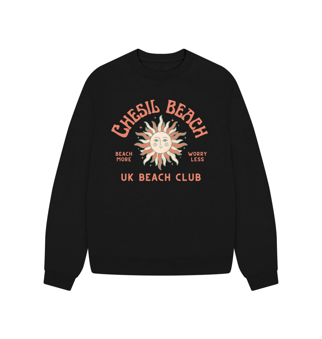 Black Chesil Beach - UK Beach club  - Women's Oversized style sweatshirt - Dorset Beach