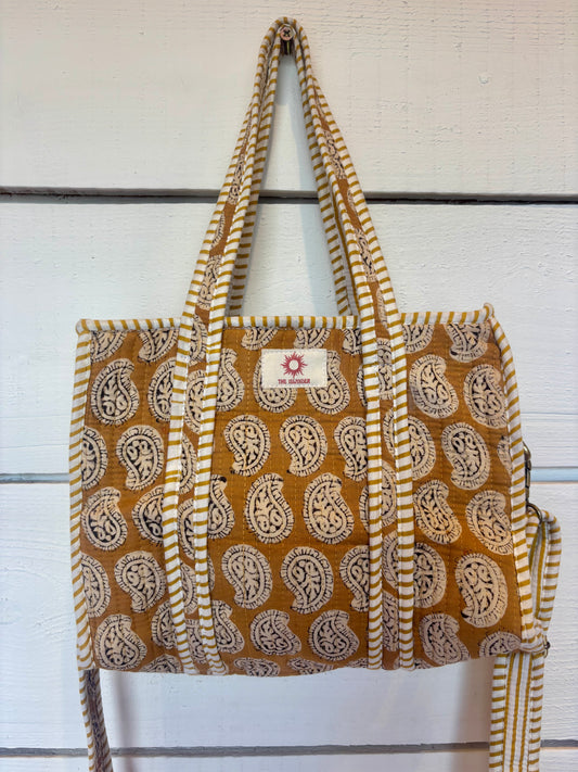 Beige Paisley Mini Tote Bag