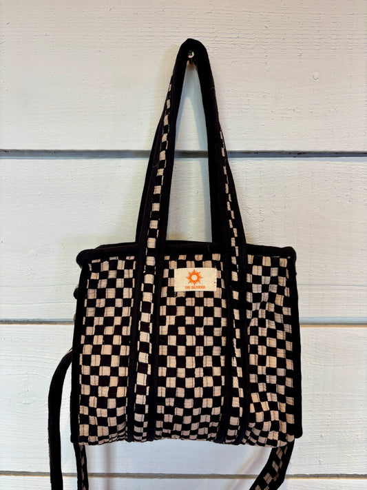 Black Checkerboard Mini Tote Bag