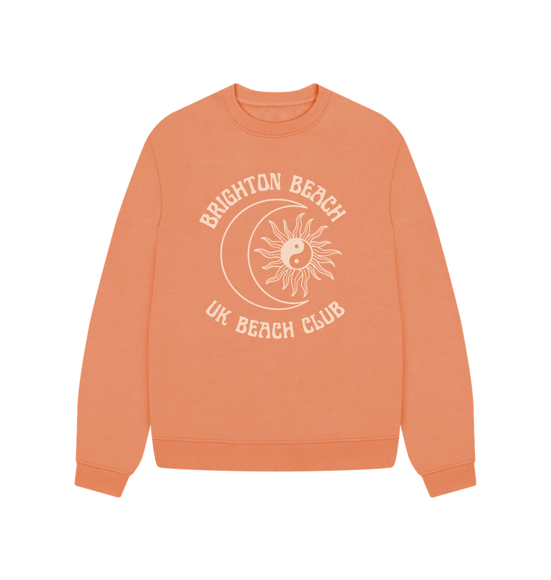 Apricot Brighton Beach - UK Beach club  - Women's Oversized style sweatshirt - Sun and Moon design