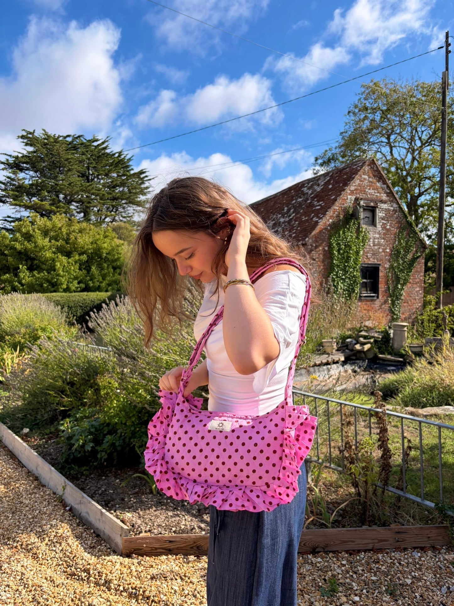 Pink & Brown Polka Frill Side Mini