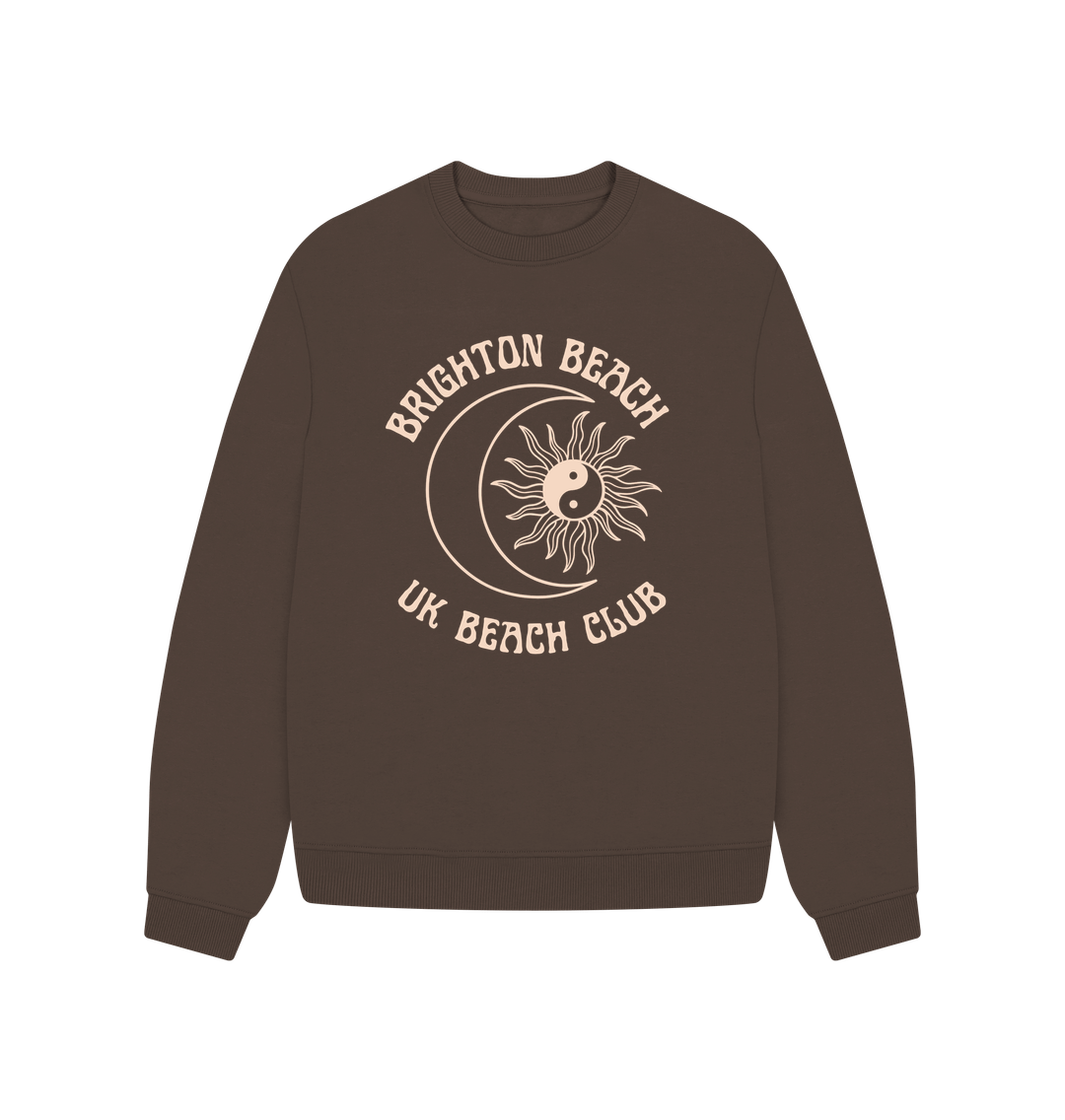 Chocolate Brighton Beach - UK Beach club  - Women's Oversized style sweatshirt - Sun and Moon design