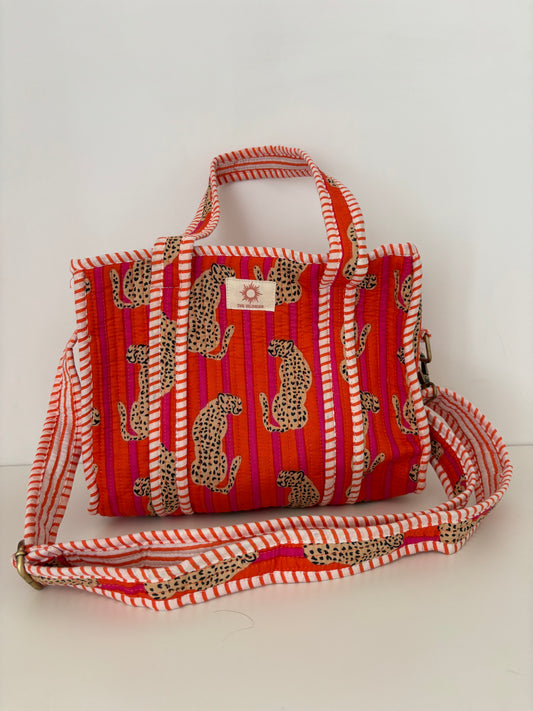 Pink/Orange Leopard Mini Tote Bag