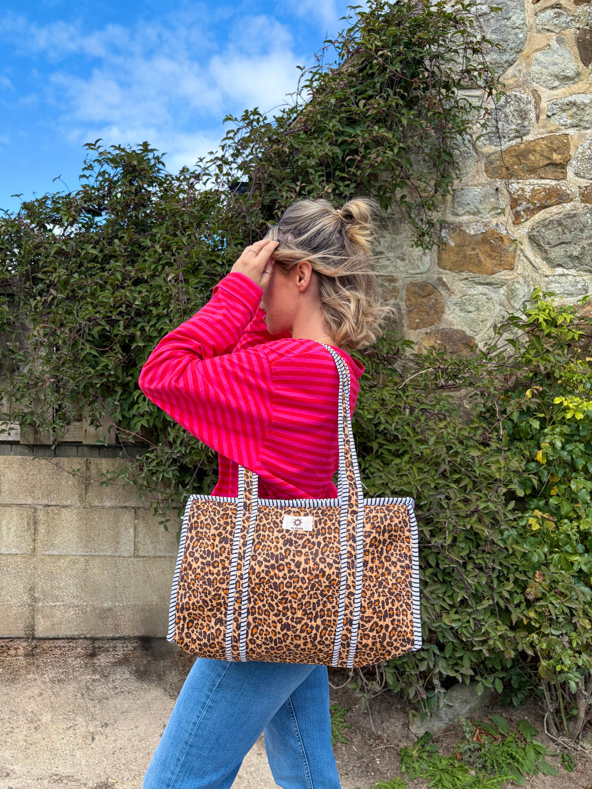 Leopard Print Midi Compartment Tote