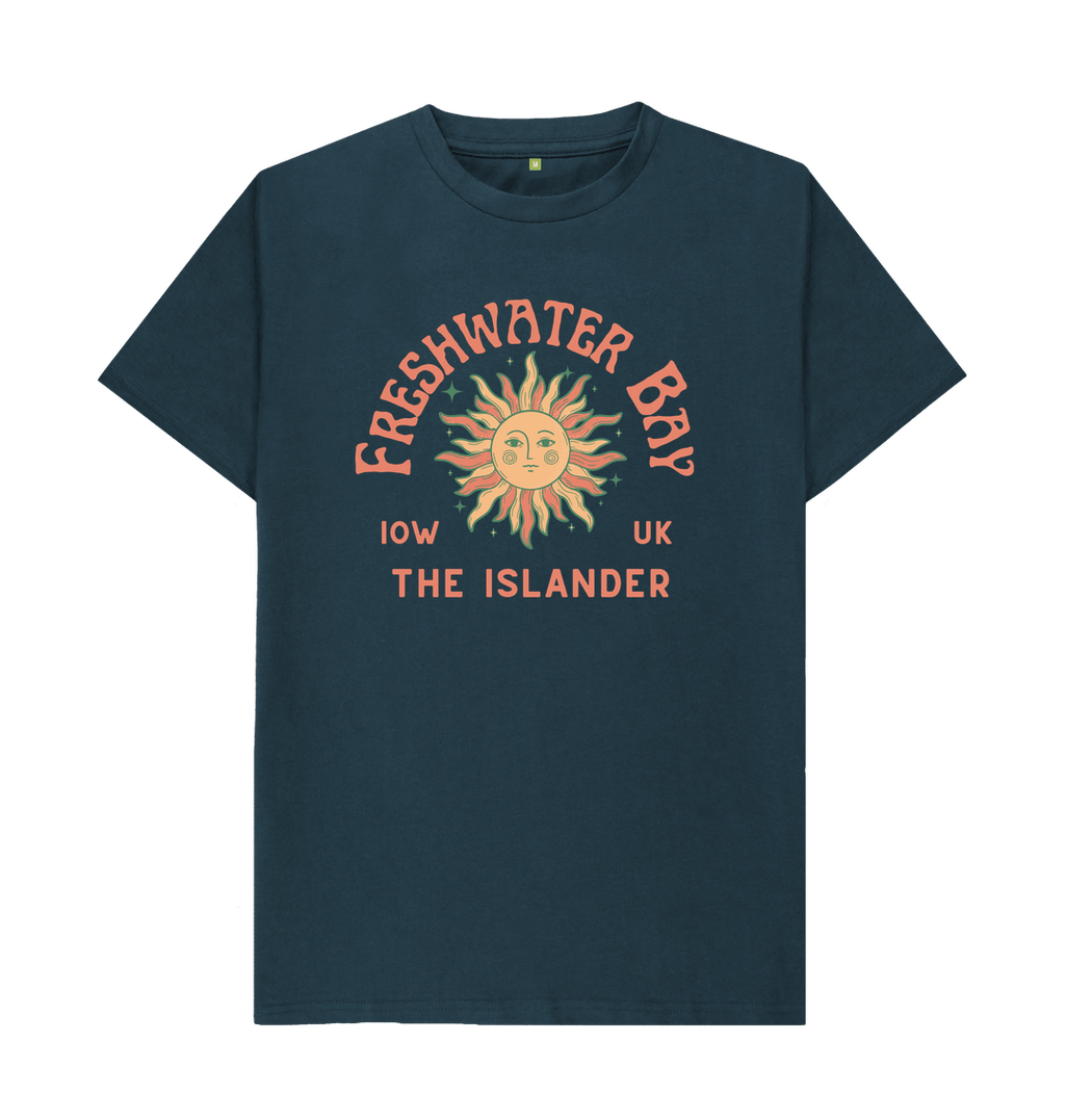 Denim Blue Freshwater Bay - Mens\/Unisex Tshirt - Sunshine and stars - The Islander