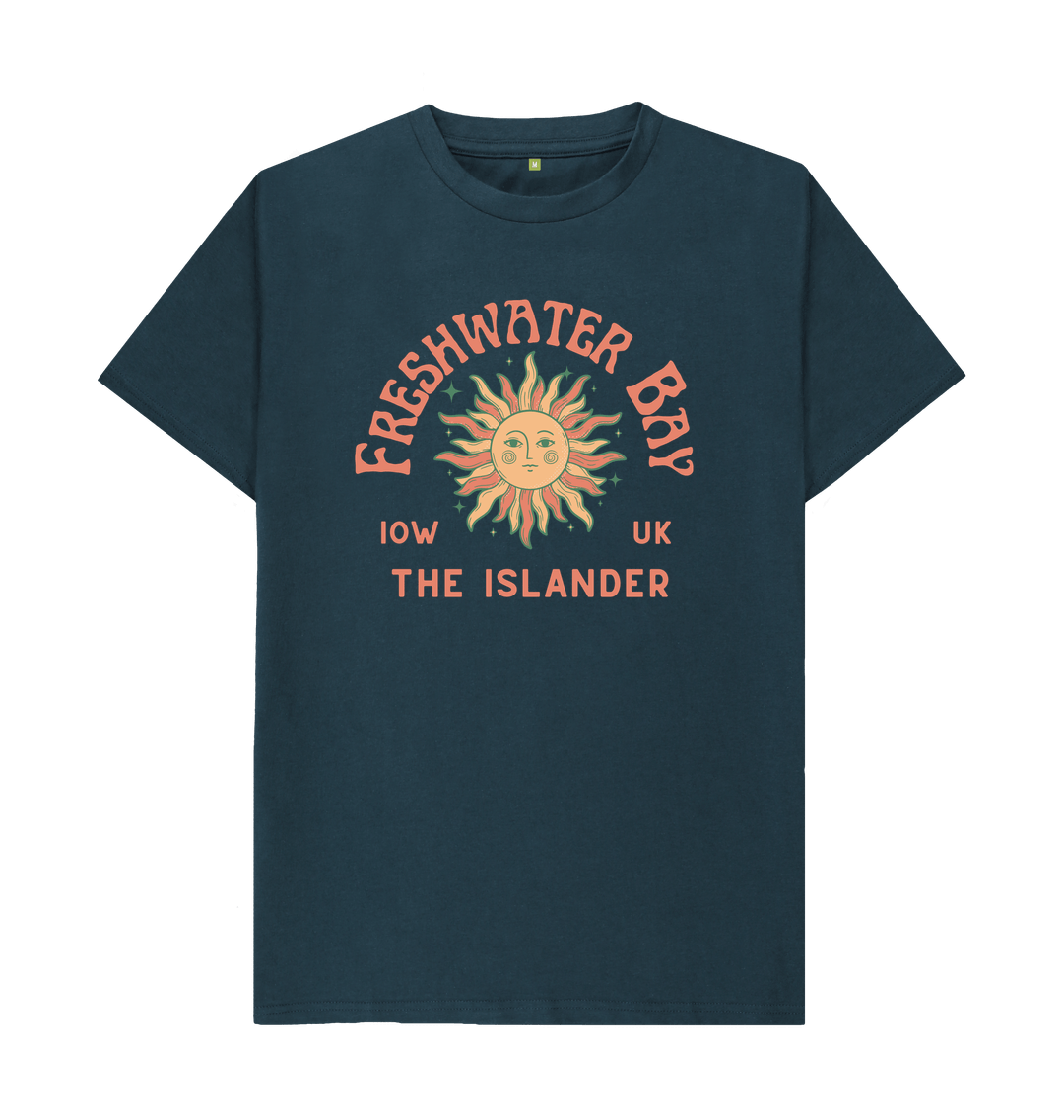 Denim Blue Freshwater Bay - Mens\/Unisex Tshirt - Sunshine and stars - The Islander