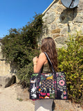 Black Patchwork Compartment Organiser Tote Bag