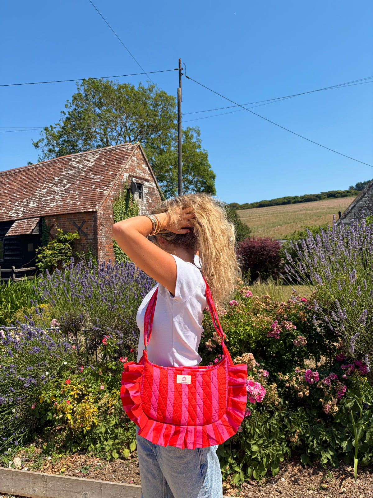 Pink & Red Stripes Frill Side Mini