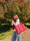 Winter Spice Stripes Organiser Compartment Tote