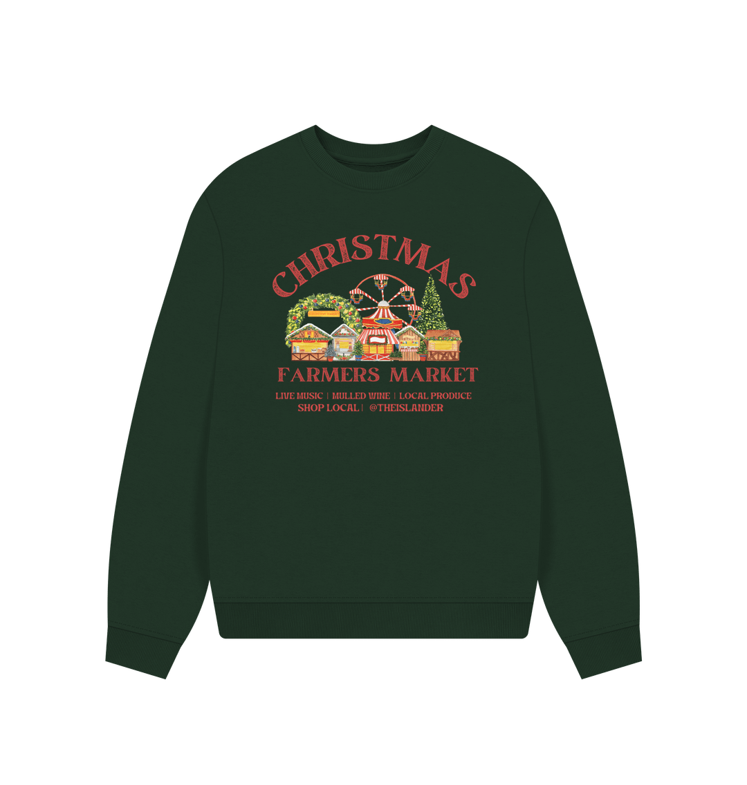 Evergreen Christmas Farmers Market - Women's Oversized Style Sweatshirt