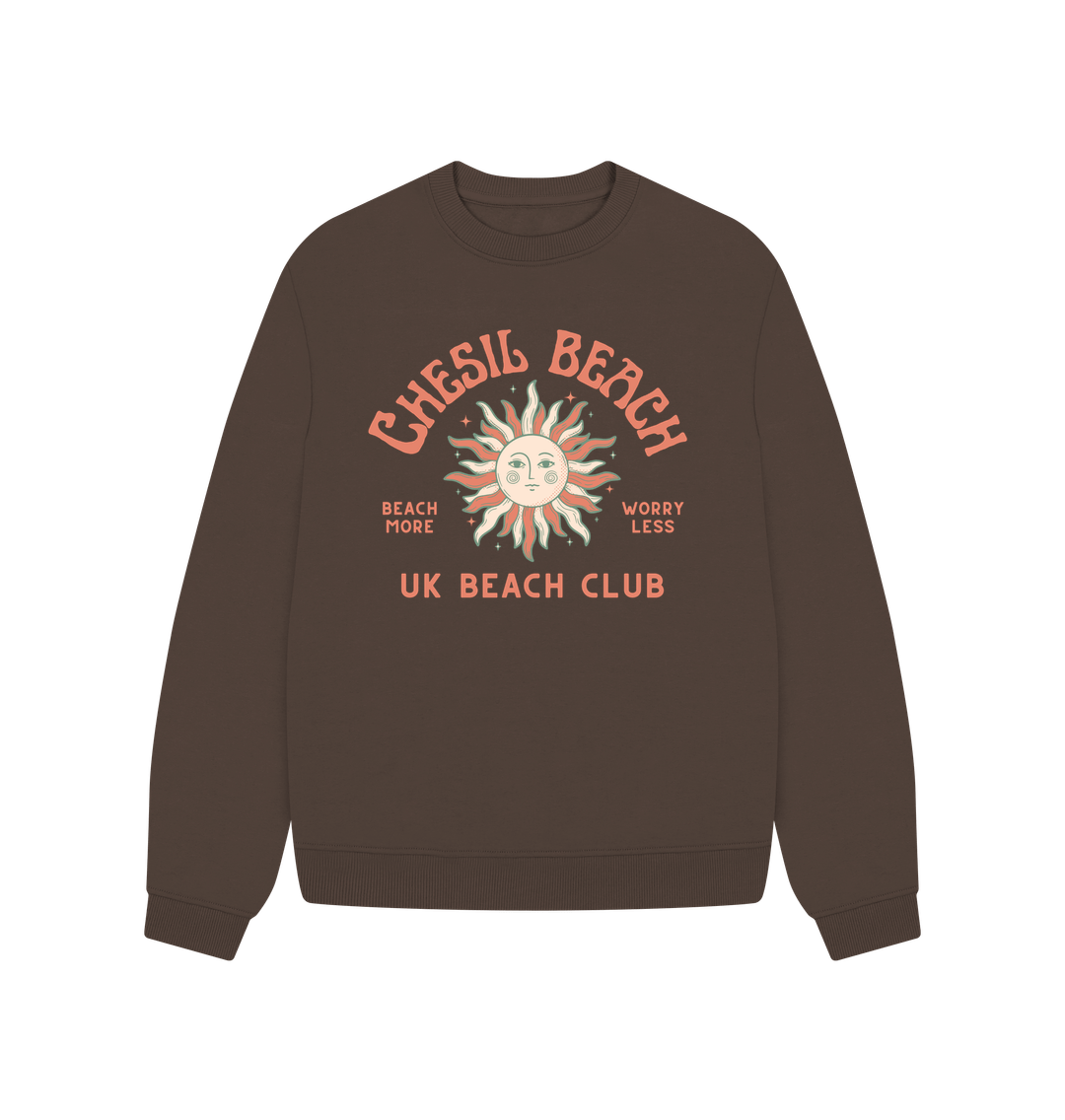 Chocolate Chesil Beach - UK Beach club  - Women's Oversized style sweatshirt - Dorset Beach