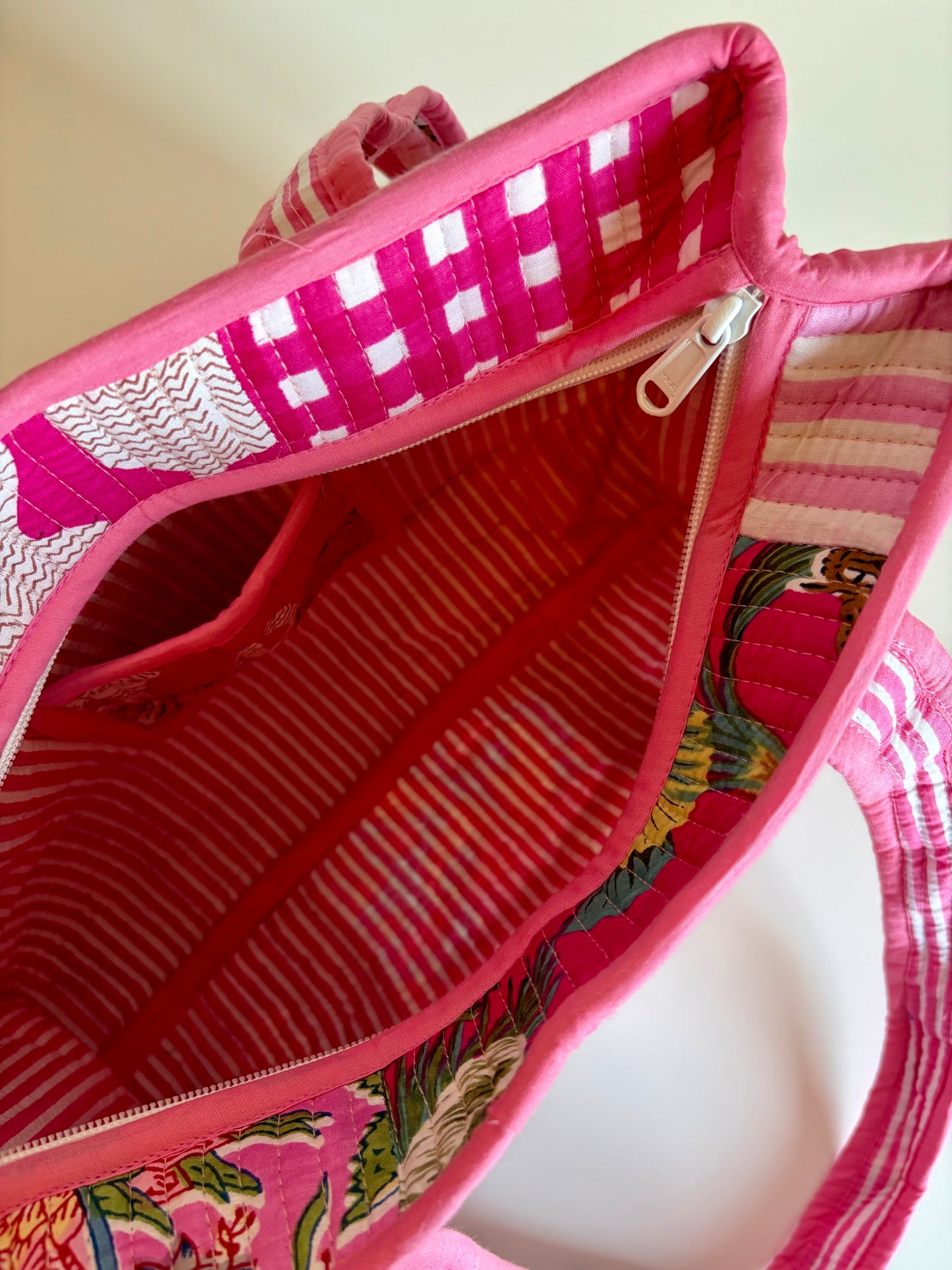 Pink Patchwork Midi Tote Bag