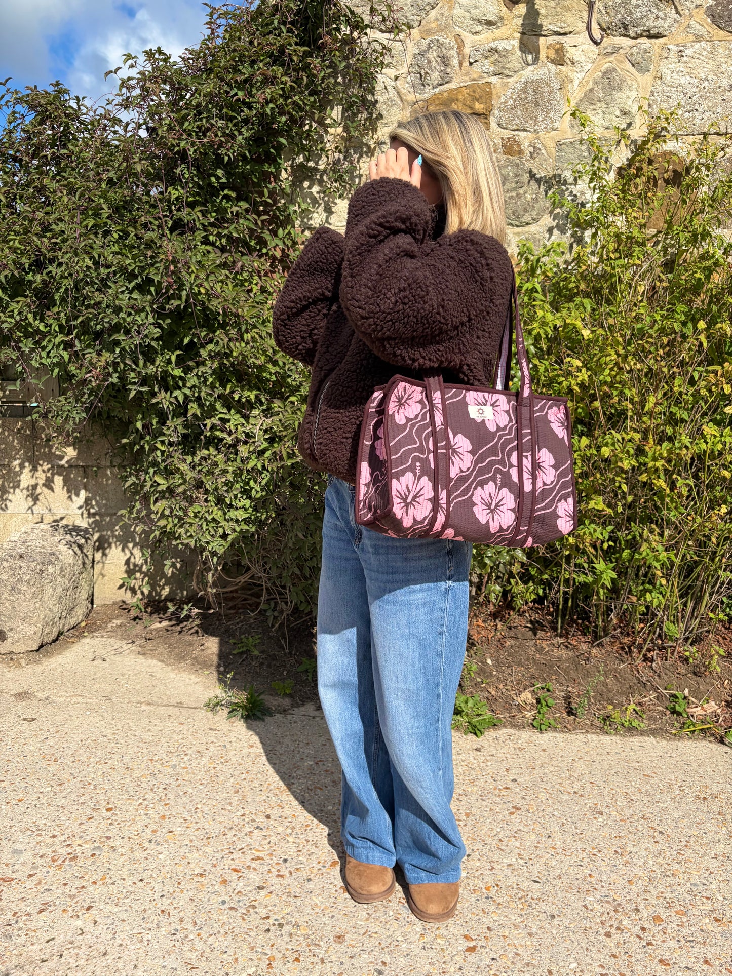 Brown & Pink Hibiscus Compartment Midi