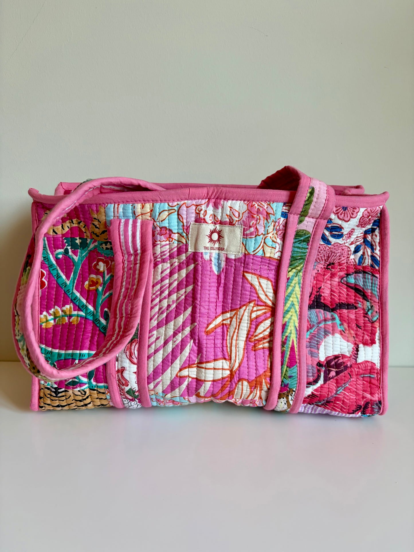 Pink Patchwork Midi Tote Bag